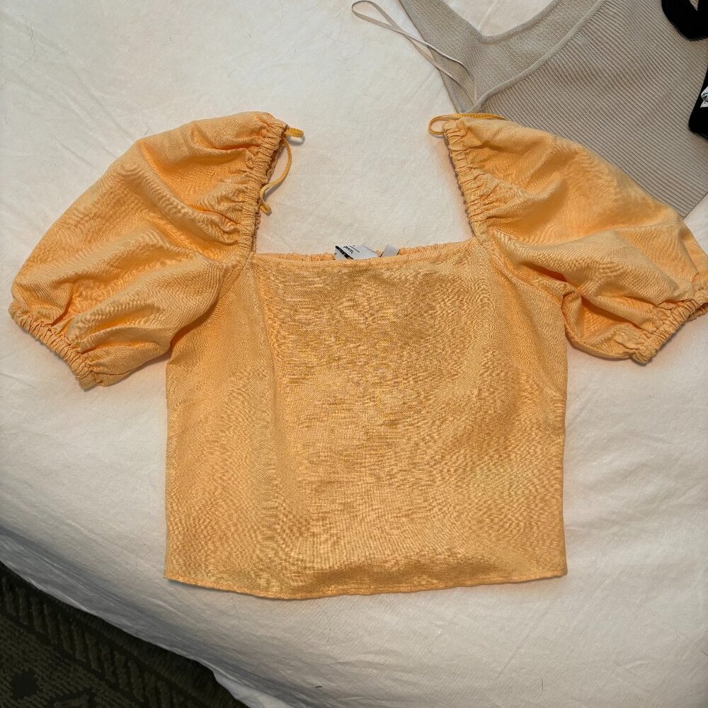 Linen Blend Square Neck Top Size 2
